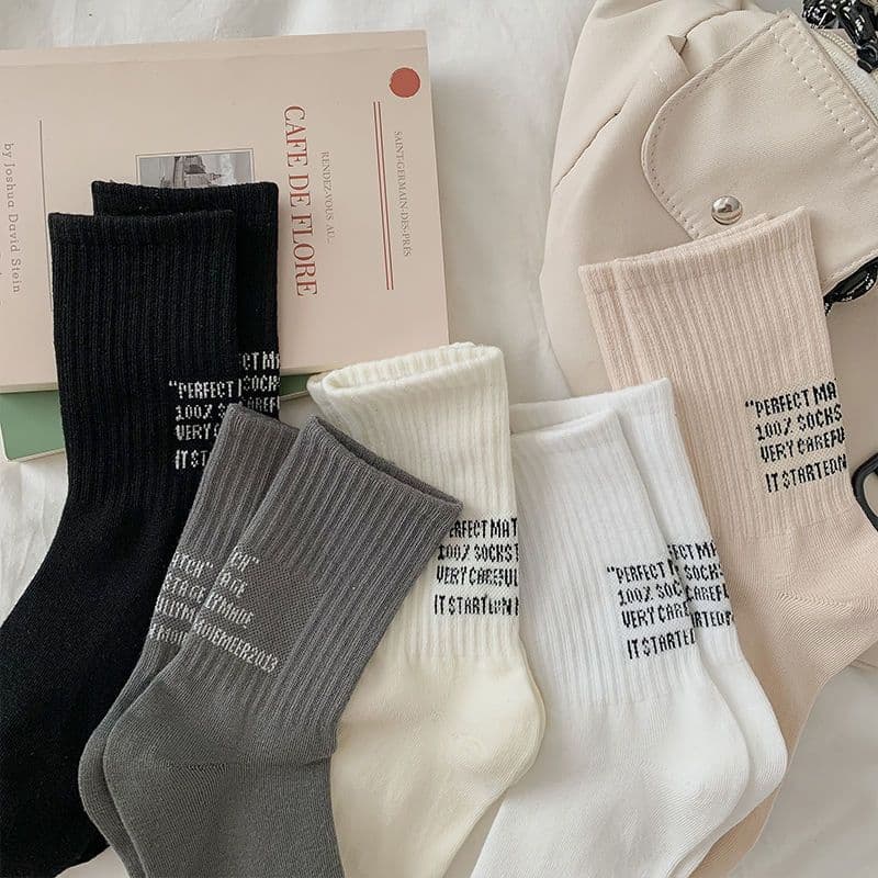 Autumn New Women's Socks Couple Ins Trendy Letter Versatile Sports Men's Essential For Back To School