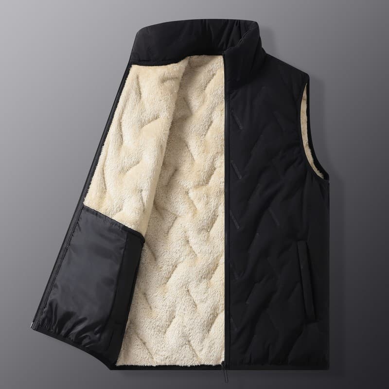 Cross-border vest for men, autumn/winter, camouflage new style, lamb wool stand-up collar, fleece-lined, sleeveless.