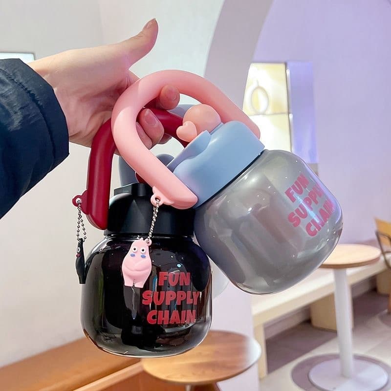 New Stylish Portable Dual-Drink Tumbler Large Capacity Tea-Water Separation Big Belly Water Bottle with Straw