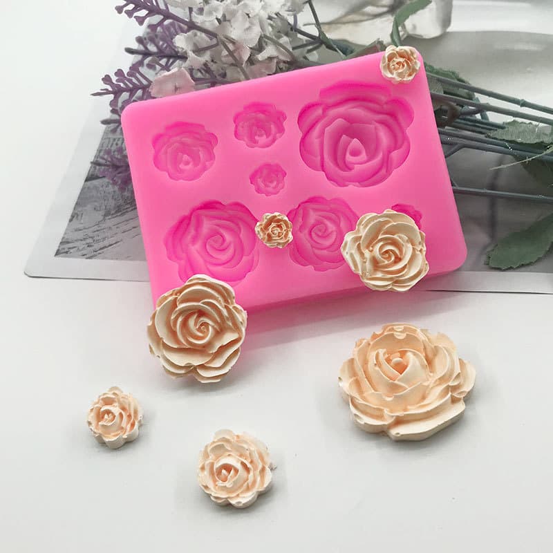 Square Mold Seven Flowers Silicone Mold DIY Chocolate Fondant Cake Decoration Tool Baking Mold
