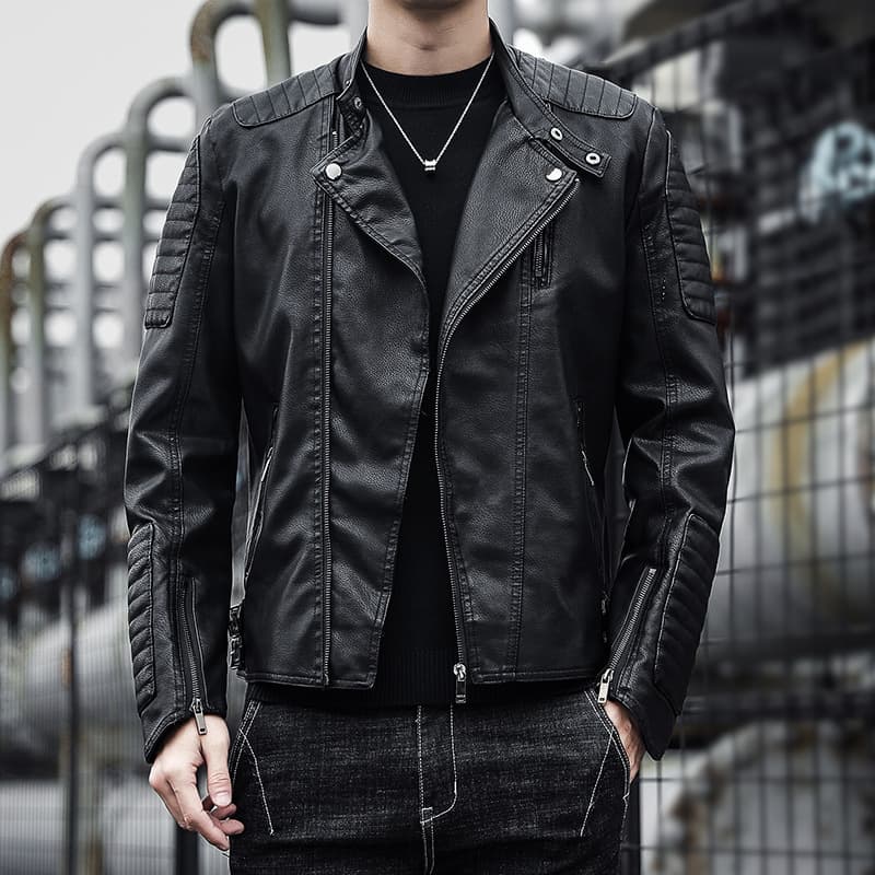 2023 New Tops Plus Velvet Leather Jackets Men's Autumn and Winter Stand Collar Motorcycle Jackets Work Jackets Trendy Fashion PU