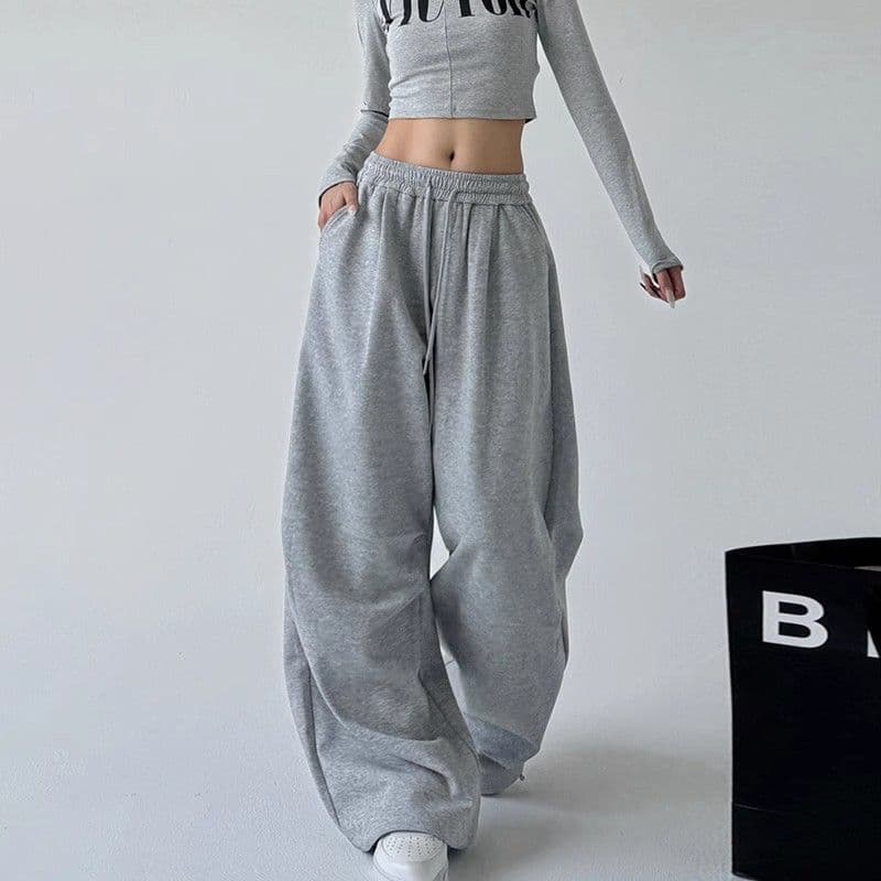 Cross-border Gray Sweatpants for Women Spring 2025 Straight-Leg Loose Casual Joggers Cargo Wide-Leg Pants In-Stock Wholesale