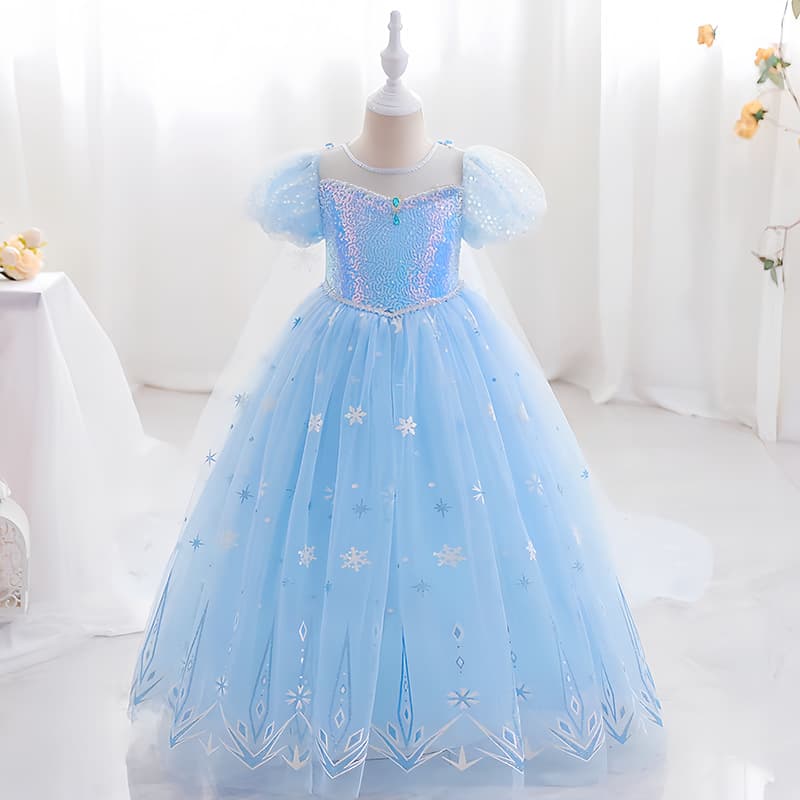 Elsa Girls' Short-Sleeve Dress 2026 Summer New Style Children's Princess Dress for Girls' Birthday Wholesale