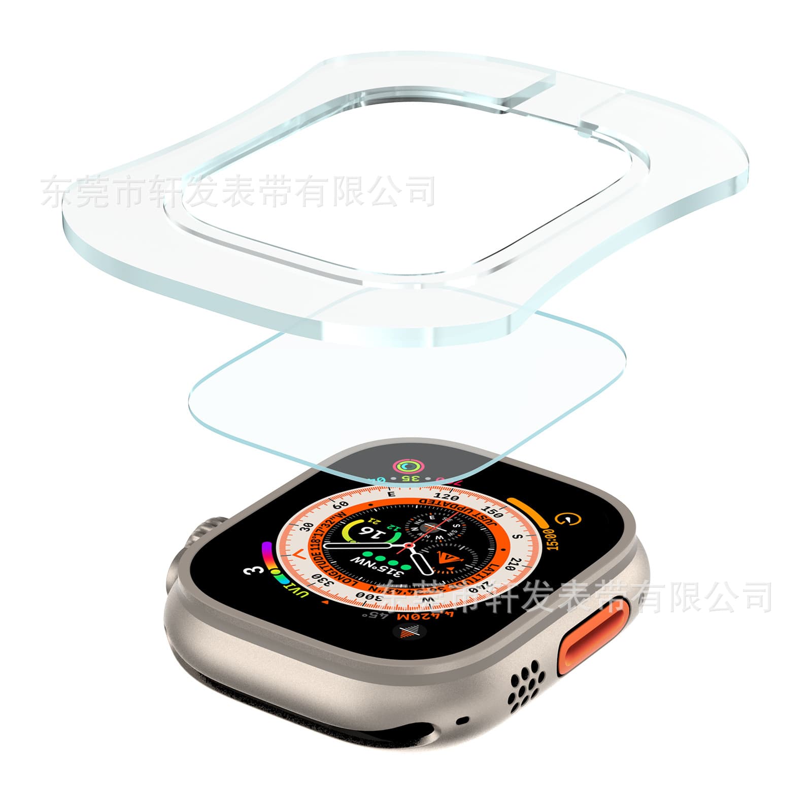 Automatic quick-apply tempered glass screen protector for Apple Watch Ultra 1/249mm