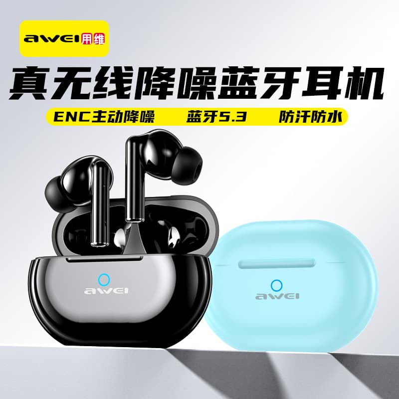 Awei Cross-Border Bluetooth Earphones, Sports Comfortable Long-Wear, High-End Noise Cancelling, True Wireless Gaming Music Earphones
