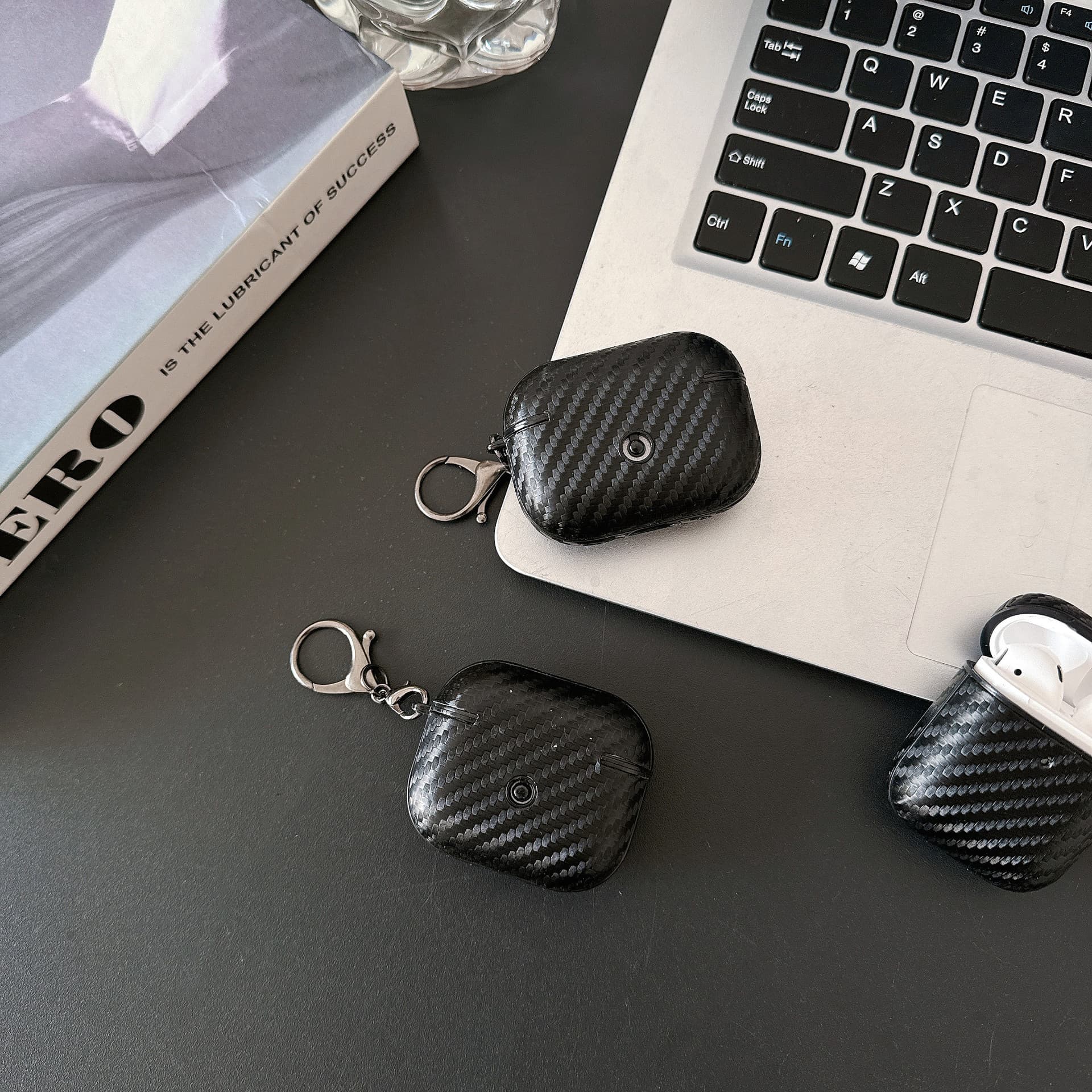 Carbon fiber earphone case for Apple AirPods Pro, wireless Bluetooth 3rd generation earphone protective case with hook, for Pro 2