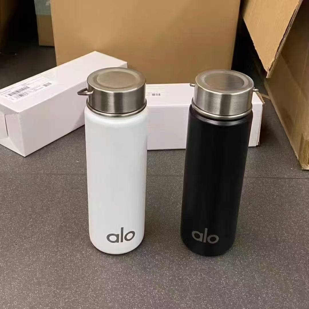New Alo Aluminum Water Bottle for Sports, Stay Hydrated with Screw Cap Handle, Portable Cup, Insulated Bottle