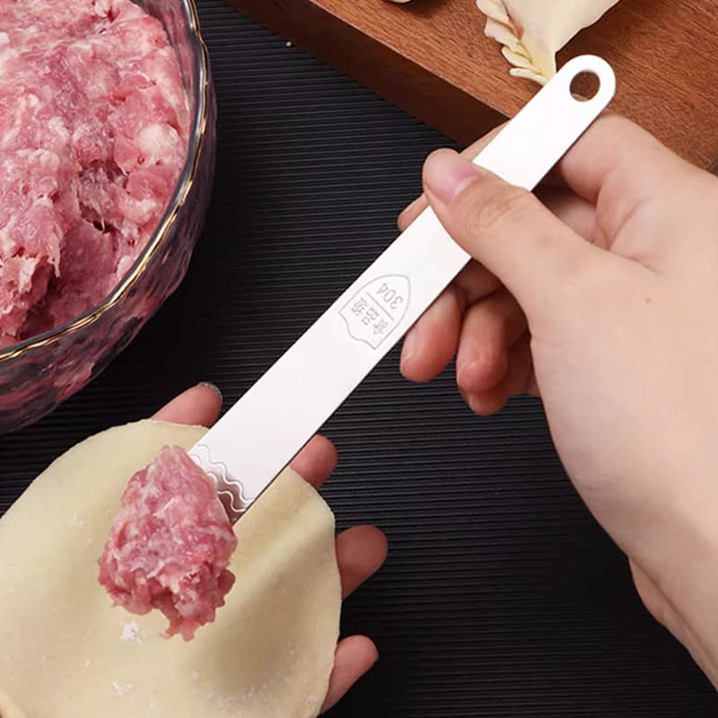 Dumpling Filling Scoop, Wonton and Dumpling Tool, Stainless Steel Filling Scoop and Mixing Board
