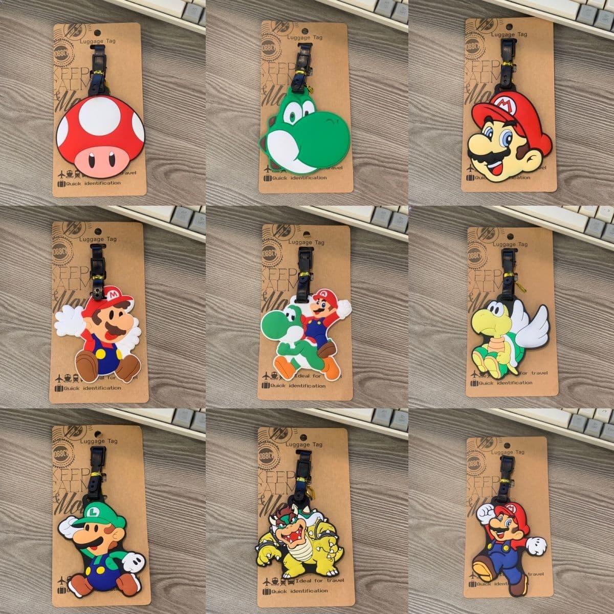 Cute Cartoon Super Mario Bros. Luigi Mushroom Luggage Tag Boarding Travel Checked Bag Ornament