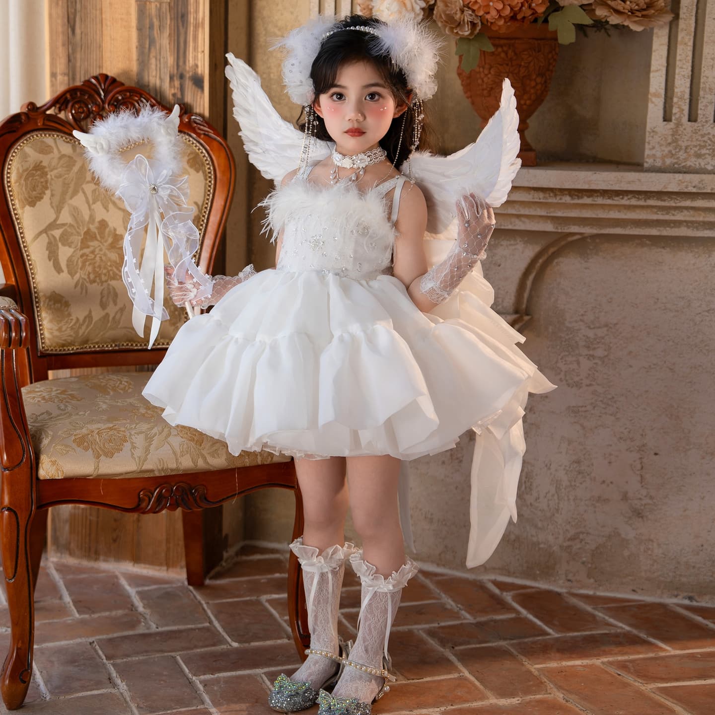Powerpuff Girls Cross Border Angel Dress Light Purple Neon Rainbow Little Girl Fashionable Short Sleeve A Line Princess
