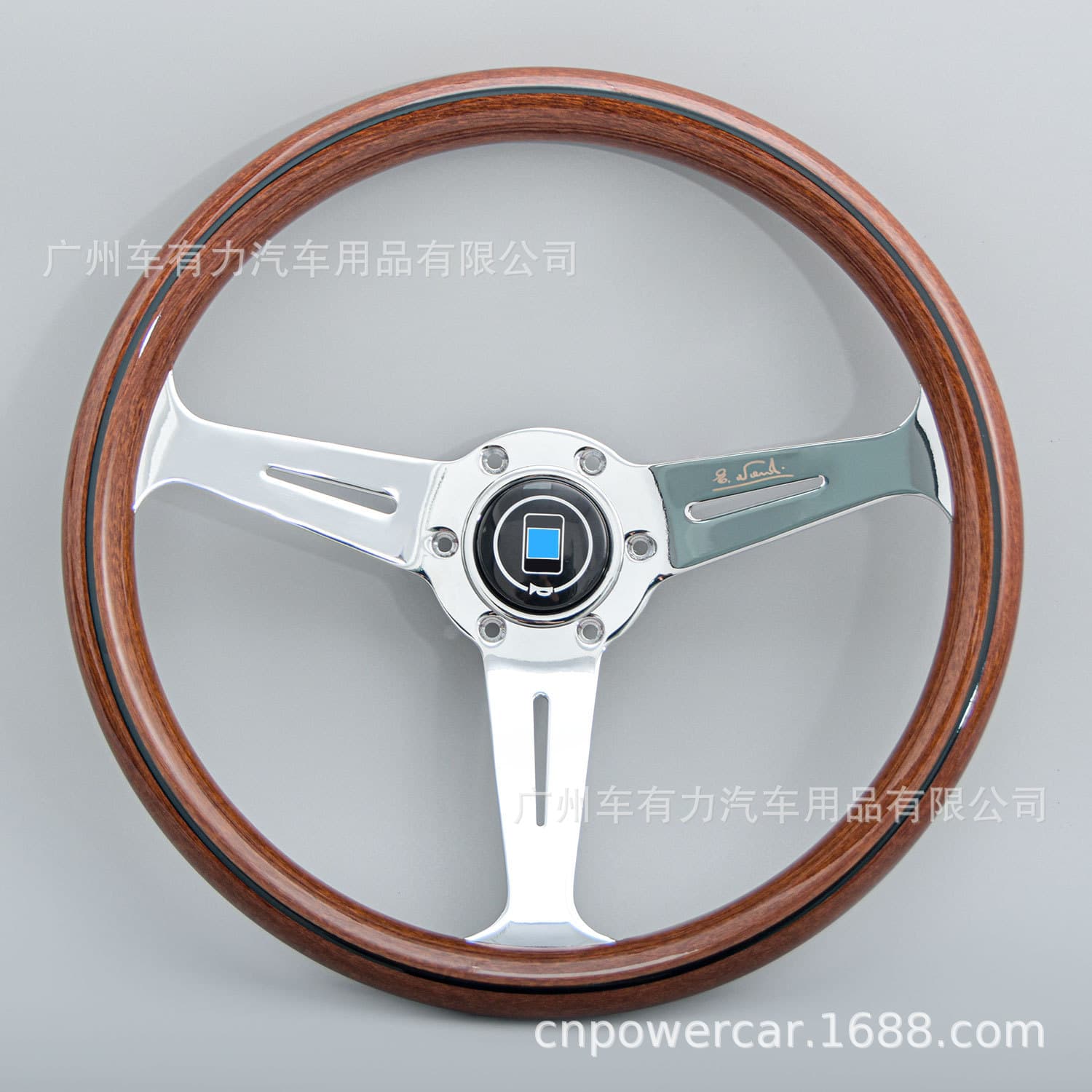 Factory direct sales Automobile universal 350MM mahogany color steering wheel Classic retro mahogany steering wheel 74MM
