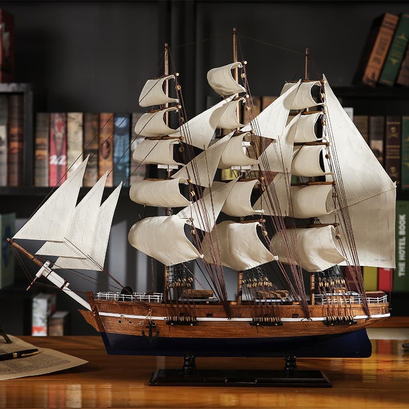 Smooth Sailing Sailboat Ornament Simulation Finished Model Handmade Wooden Craft Small Size Living Room Wine Cabinet Decoration