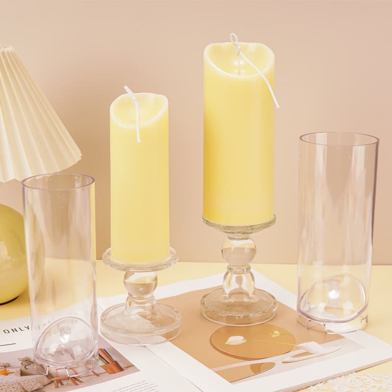 Romantic Candlelight Creative Home Decor Slanted Wave Top Concave Cylinder DIY Scented Candle Plastic Acrylic Mold