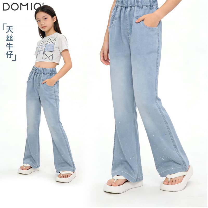 Girls' Jeans Summer 2026 New Style Children's Micro Flare Pants Thin Tencel Pants Teen Mosquito Repellent Pants
