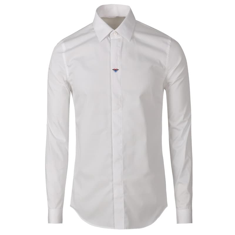 Men's Slim Fit Embroidered Honeybee Shirt Fashionable Black White Small Size Trendy Shirt From China Mainland
