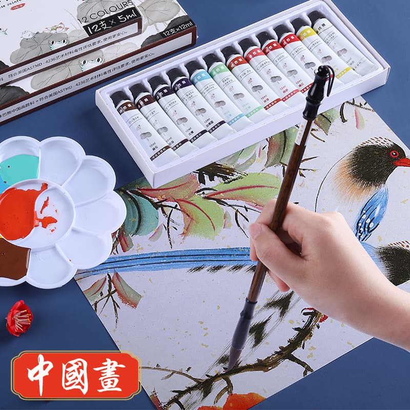 Chinese Painting Pigment 36 Colors Tube Pack 12 Colors Beginner 24 Colors Chinese Painting Pigment Box Set Ink Painting Tool Kit