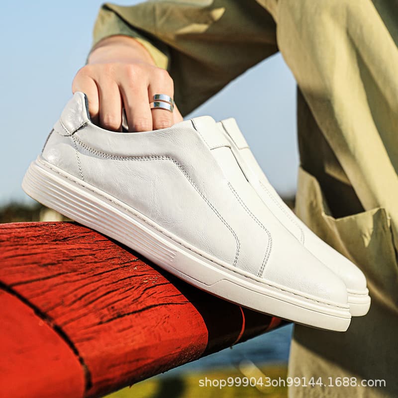 Men's New Large Size Casual White Shoes, Business Slip-On Sports Sneakers, Sizes 45 46 47
