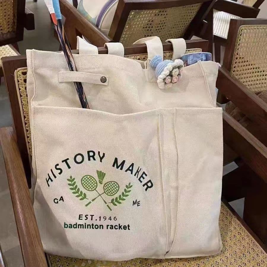 Badminton Bag Ins Japanese Style Canvas Bag Lazy Style Large Capacity Single Shoulder Handbag Sports Bag Versatile Tote Bag