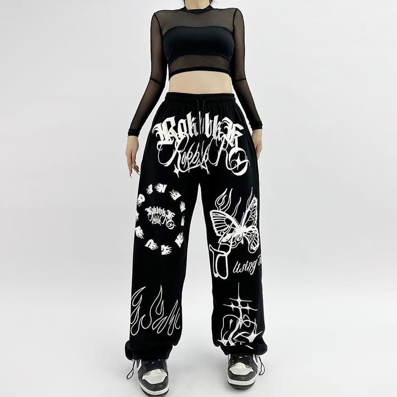 2026 Spring Drawstring American Style Trendy Brand Sports Pants High Street Straight Sweatpants Hip Hop Loose Fit Jazz Dance Pants