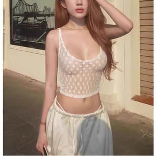 Cross-border Wholesale Lace Print Camisole Tank Top for Women Summer Sexy Crop Top Slim Fit Tops