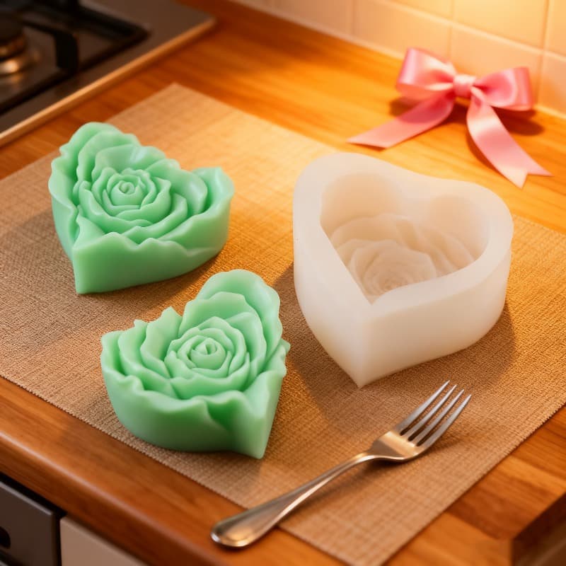 3D Heart Rose Silicone Mold Handmade Flower Candle Soap Gypsum Craft Mold Valentine's Day Gift