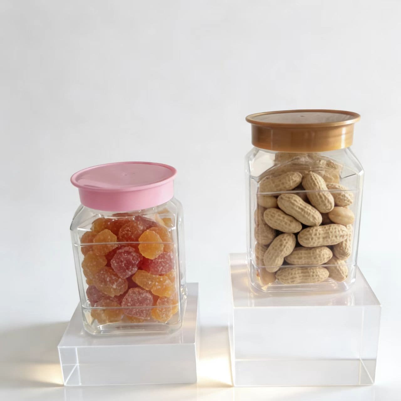 Handheld Plastic Bottle Transparent Food Bottle Goji Berry Bottle Herbal Tea Bottle Tea Packaging Food Bottle Flat Square Bottle