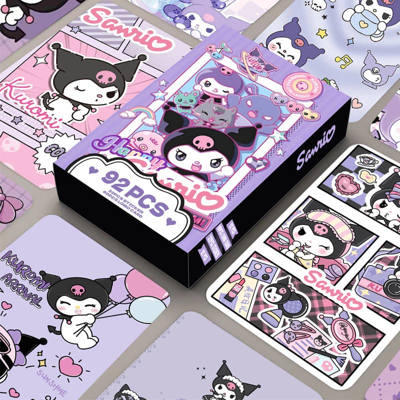 92PCS HD Collectible Cards Kuromi Double-Sided LOMO Cards Boxed Cartoon Anime Merchandise Mini Cards Photo Cards