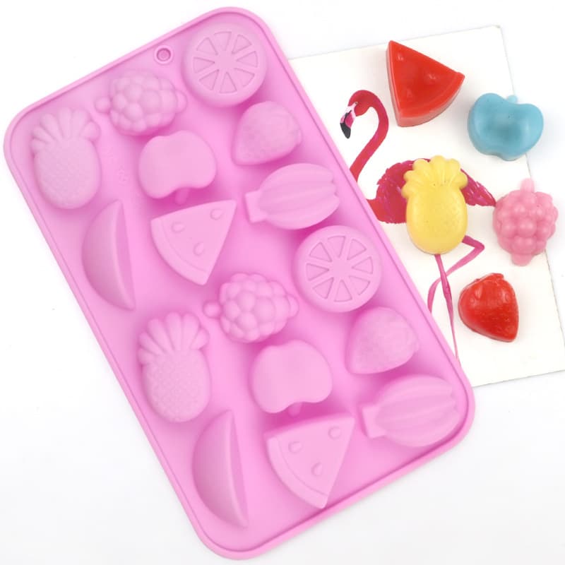 Minghao 16-Piece Fruit Silicone Chocolate Mold Apple Banana Gummy Mold Cold Soap Mold Glue Accessories Mold