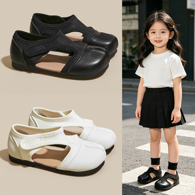 Girls' Leather Shoes 2026 Summer New Style Children's Cut Out Flats Mary Jane Princess Shoes Soft Sole Breathable Sandals