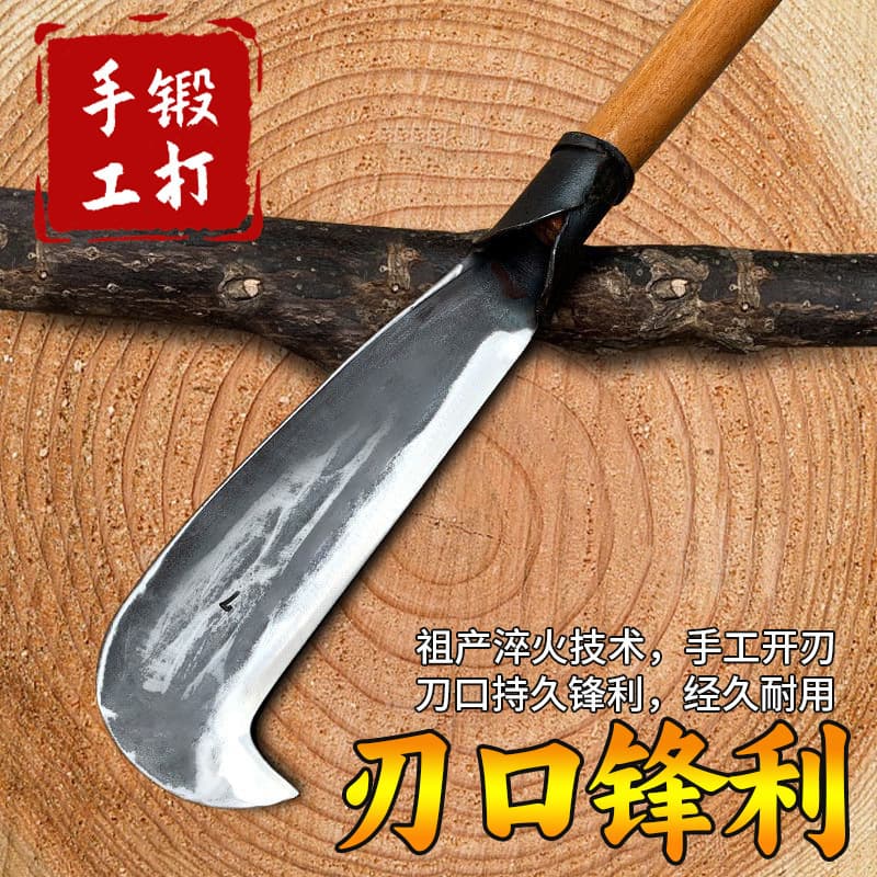 Household hatchet for splitting wood, outdoor tree tool with long handle, logging knife, trail-clearing machete, agricultural manganese steel handled hatchet