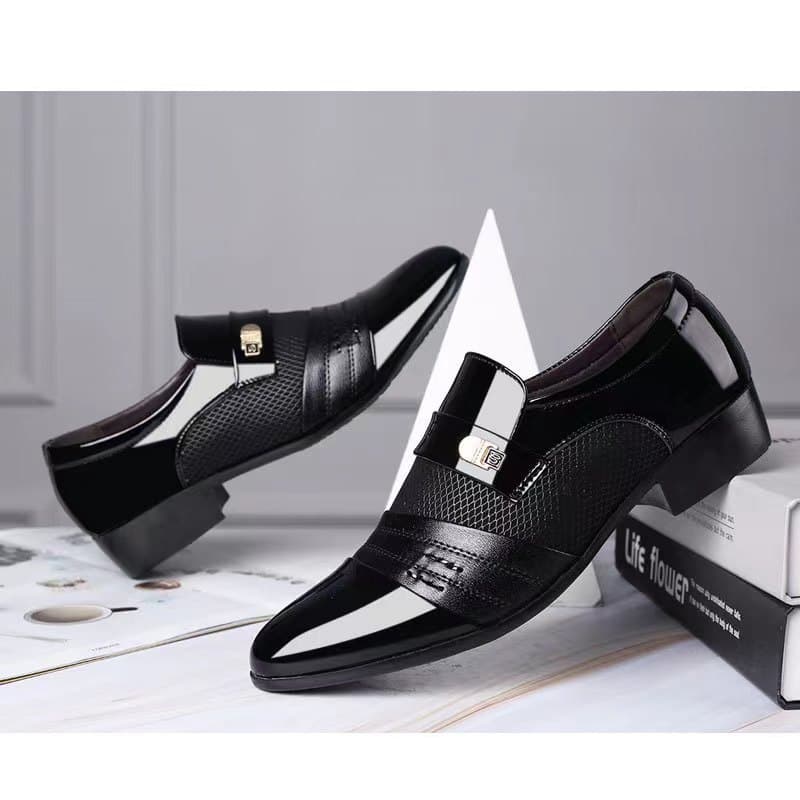 Cross-border plus size formal men's leather shoes, youth Korean style black business casual British style men's shoes, summer breathable