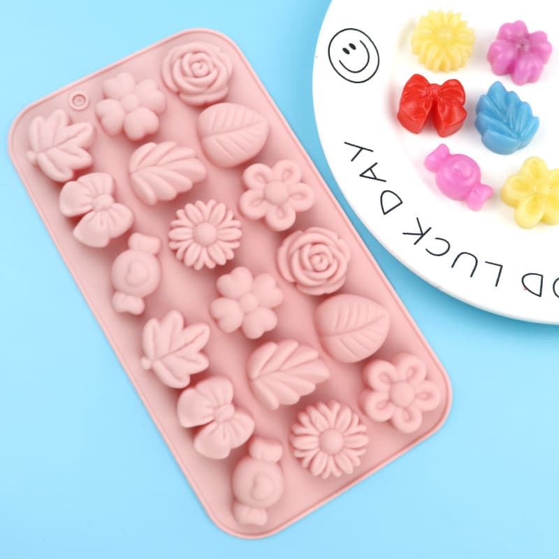 Wholesale 18-Cavity Assorted Flower Silicone Fondant Mold DIY Chocolate Decoration Mold Gummy Candy Mold