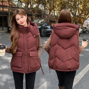 Short Down Cotton Vest Women's Autumn Winter 2025 New European Style Hot Selling Thick Outer Wear Hooded Vest
