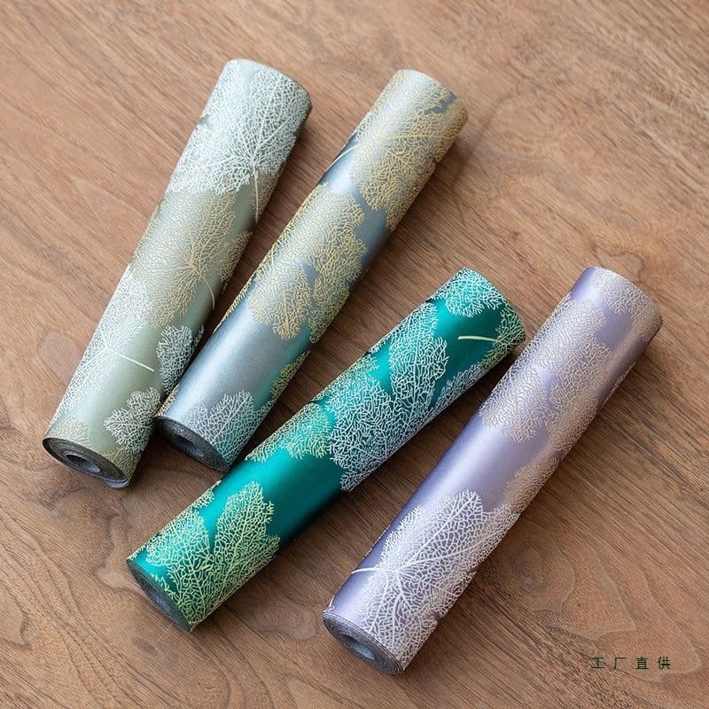 Waterproof Tea Mat New Chinese Style Light Luxury Zen Tea Table Cloth Brocade Living Room Table Runner Tea Pad Vintage Maple Leaf Tea Flag