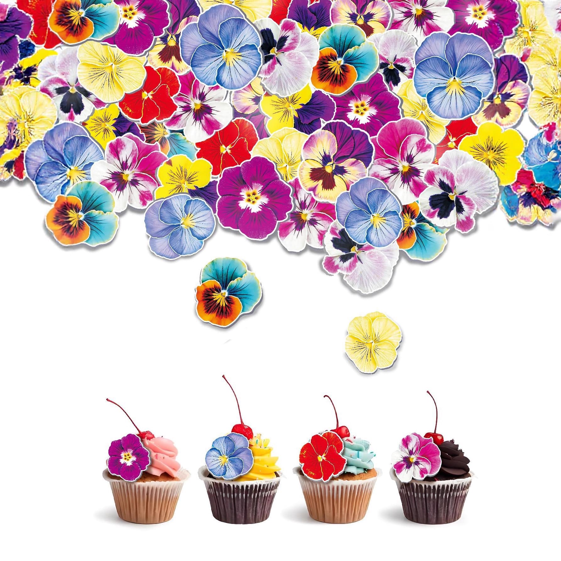 Bakery shop dessert table festival party birthday cake shop glutinous rice paper decoration pansy flowers wafer paper printing