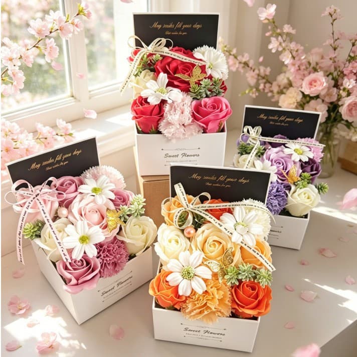 Christmas Valentine's Day gift box soap flower simulated rose flower wedding souvenir gift soap flower gift high-end