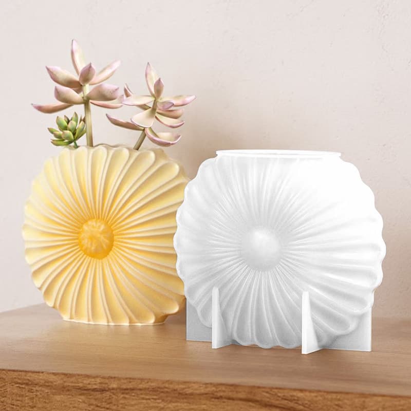 DIY Gum Dropping Stereo Sunflower Vase Ornaments Mold Sunflower Potted Flower Planting Gypsum Silicone Mold