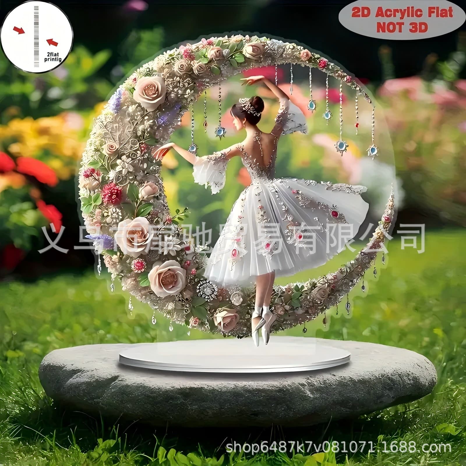 New Acrylic Bohemian Ballerina Statue Garland with Base Home Art Flat Ornament