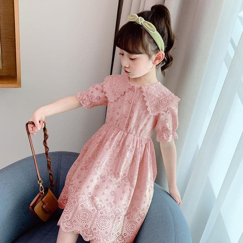Girls' Dress 2020 New Summer Style, Elegant and Fashionable Princess Dress for Middle and Older Children, Short Sleeve Fairy Dress
