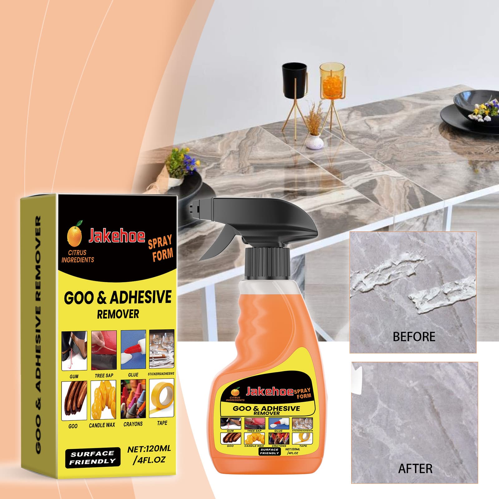JAKEHOE Multi-functional Adhesive Remover: Clean and residue-free remover for adhesives, self-adhesives, and double-sided tape.