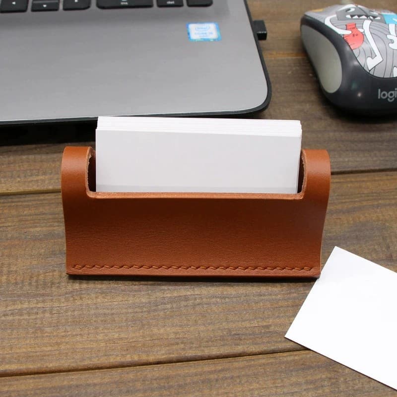 Spot Pu Leather Desktop Business Card Holder Business Office Business Card Holder Display Stand Note Leather Storage Box Business Card Box
