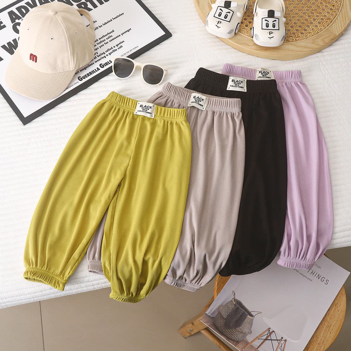 Summer Kids Ice Silk Pants Baby Mosquito-Proof Pants Boys and Girls Casual Cropped Pants Medium and Large Kids Thin Sports Pants Children's Pants