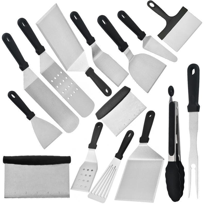 FCM Cross-border Outdoor BBQ Stainless Steel Cooking Spatula BBQ Tool Teppanyaki Grill Set Camping