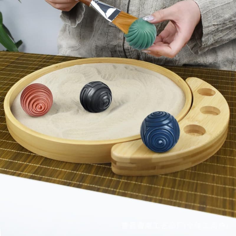 B1N Cross-Border Solid Wood Mini Zen Sand Tray Office Desk Relaxation Decompression Zen Wooden Toy Desktop Sand Zen