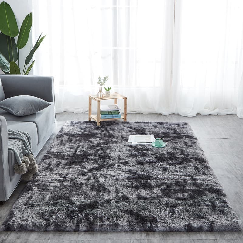 Living Room Full Coverage Silk Shaggy Tie Dye Print Carpet Sofa Bedroom Machine Washable Bedside Rug Wholesale Modern Simple Style