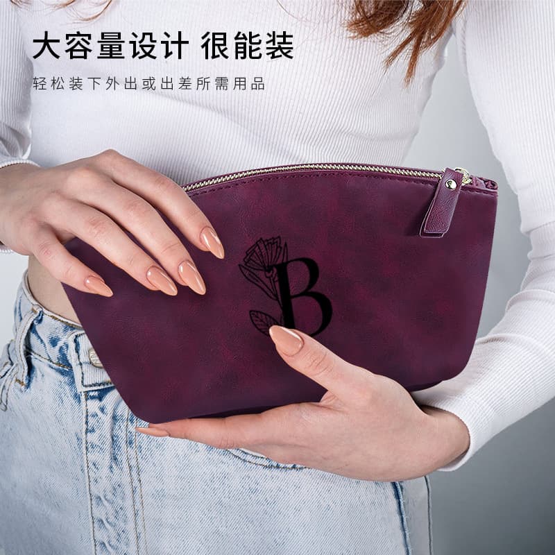 Cross-Border New Fashion Faux Leather Clutch Bag Portable Travel Toiletry Bag Personalized Custom Makeup Storage Bag