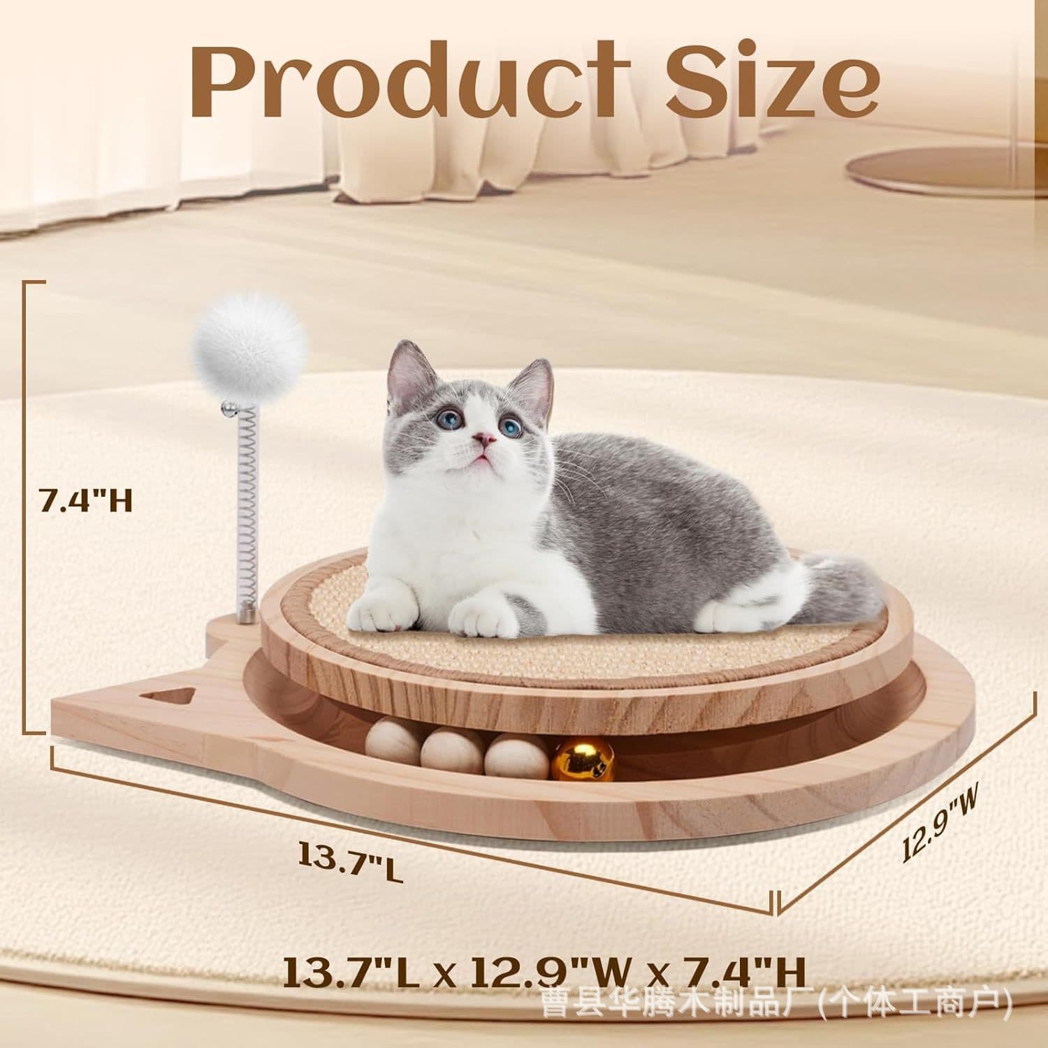 Wooden Cat Scratcher Cat Toy Indoor Wooden Cat Nail Grinder Solid Wood Cat Scratching Board Wooden Pet Scratch Pad
