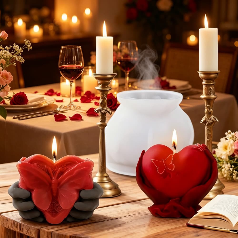 Heart Aromatherapy Candle Silicone Mold - Handheld Heart DIY Low-Temperature Candle Diffuser Stone Mold Cross-Border Wholesale