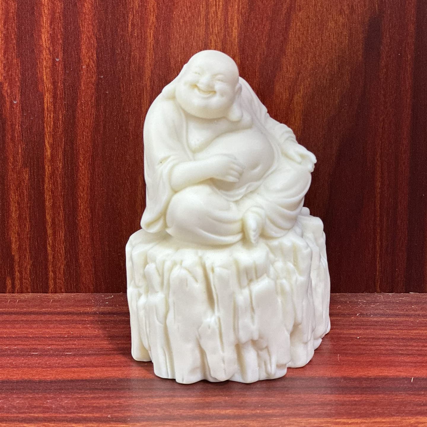 Ivory Nut Carved Carefree Maitreya Buddha 9.6*6.5*5.8cm Car Decoration Living Room Desktop Craft Ornament