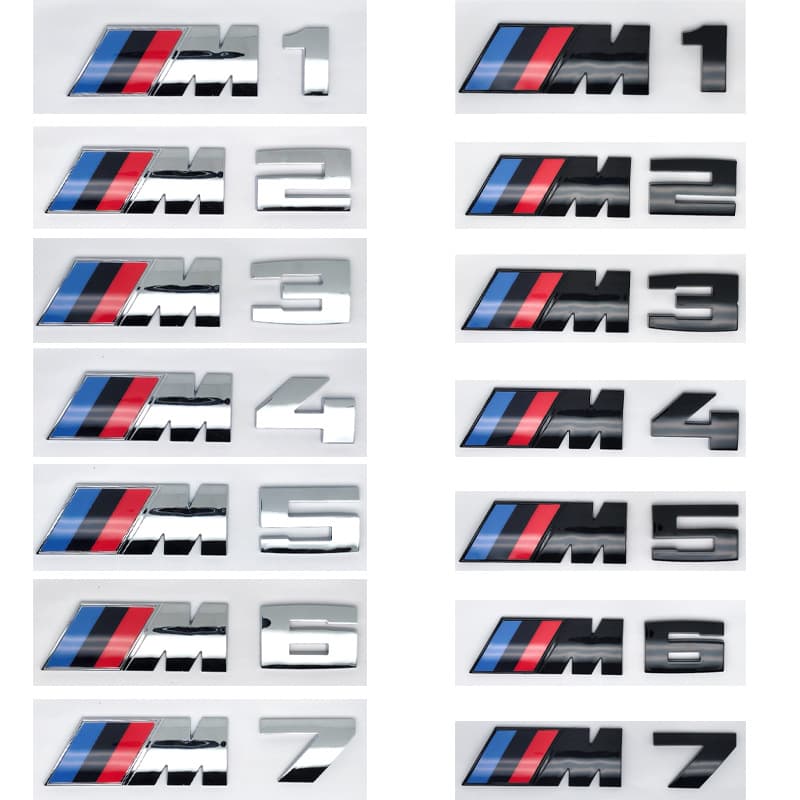 For BMW M Rear Trunk Emblem M1 M2 M3 M4 M5 M6 Letter Badge 3 Series 5 Series X6M Modified Fender Decal